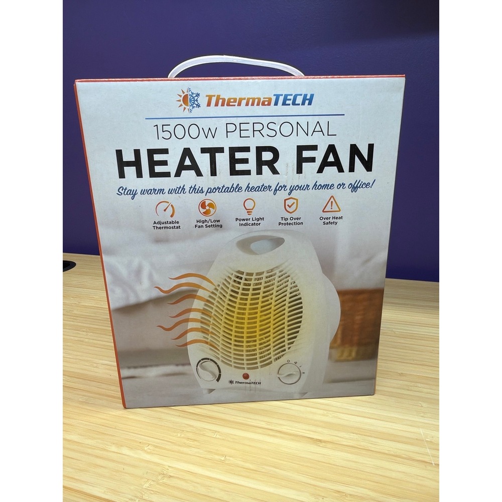 ThermaTECH 1500W Personal Heater Fan TT-1500F-W New Sealed Box